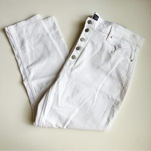 Gap High Rise Cigarette Exposed Button Fly White Jeans 20/35